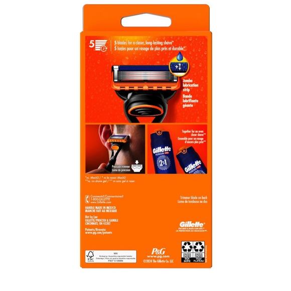 Gillette Fusion 5 Razor Set Includes 1 Razor and 6 Refill Cartridges New In Box - Picture 6 of 10